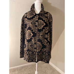 Women's Coldwater Creek Black & Gold brocade tapestry print Jacket 14